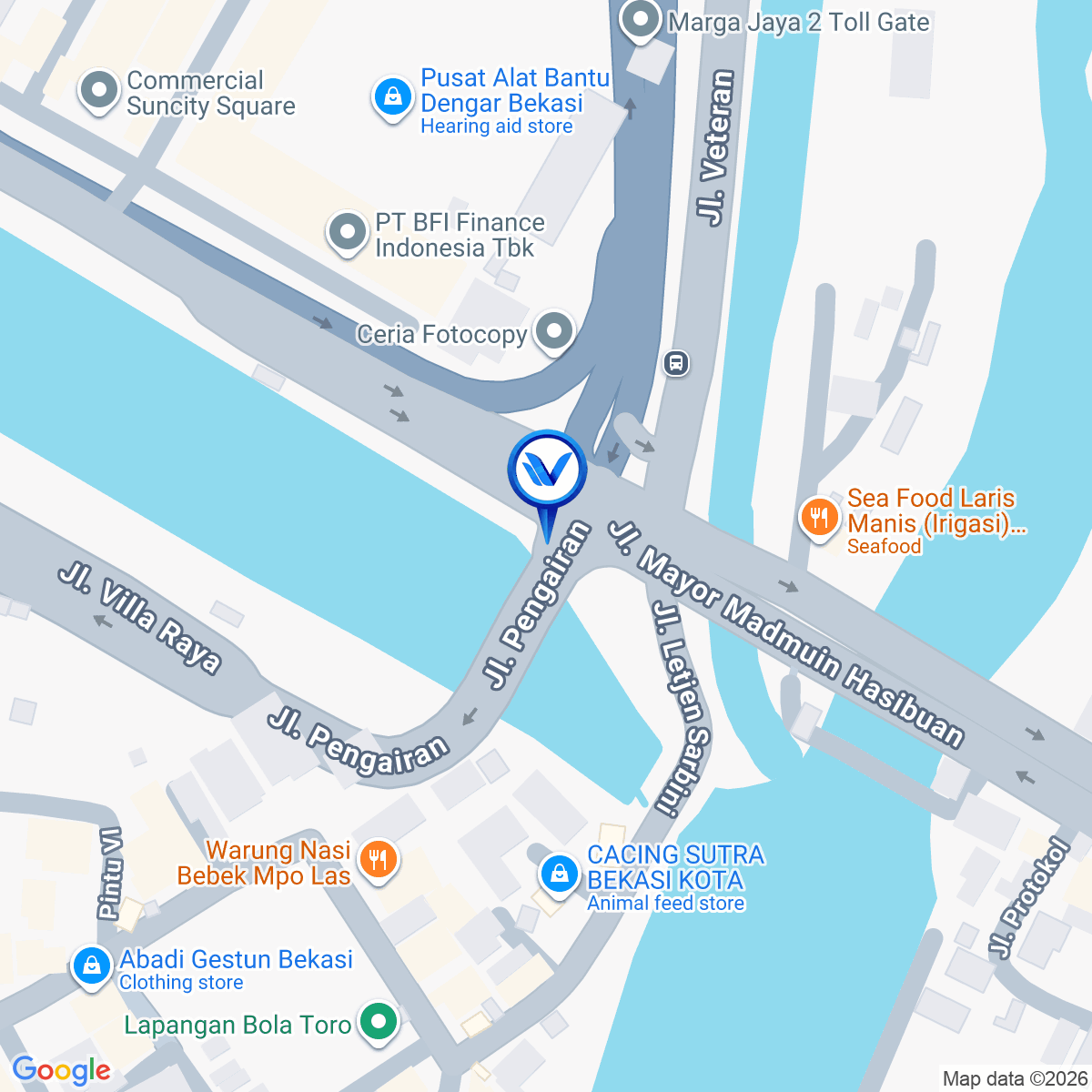 Peta Lokasi JL. M. Hasibuan (Bendung Bekasi), Bekasi