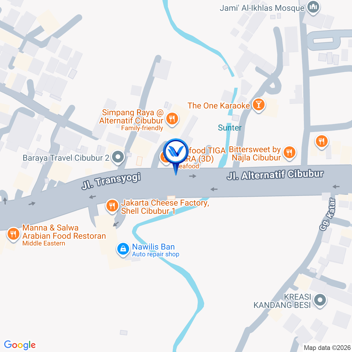 Peta Lokasi JL. Transyogi - Cibubur (Rumah Makan Sederhana), Bekasi