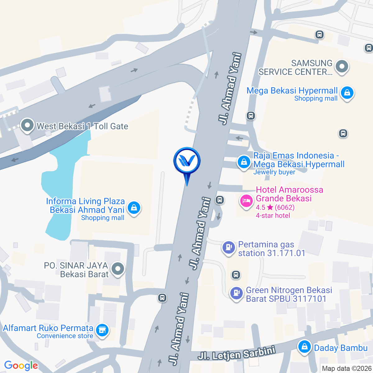 Peta Lokasi JL. Ahmad Yani, Bekasi