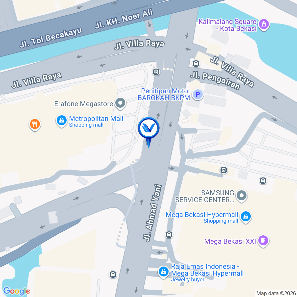 Peta Lokasi Jl. Ahmad Yani (Metropolitan Mall), Bekasi