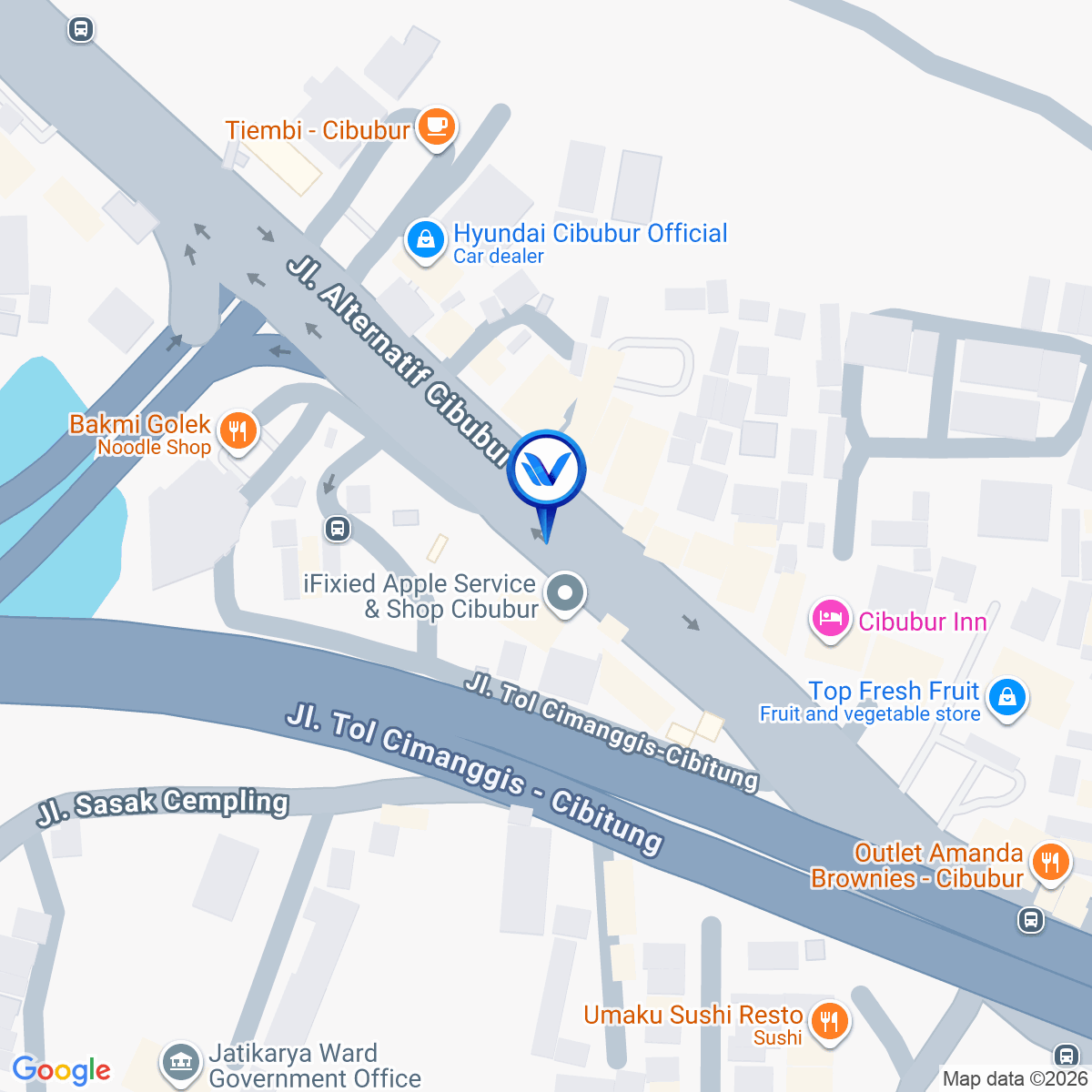 Peta Lokasi JL. Alternatif Cibubur (Enterance Tol Jatikarya), Bekasi