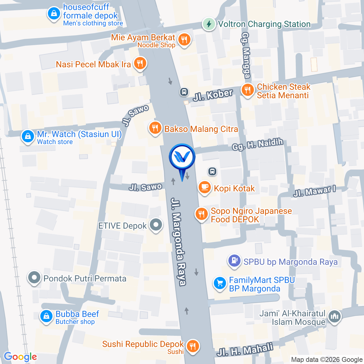 Peta Lokasi JL. Margonda Raya, Depok