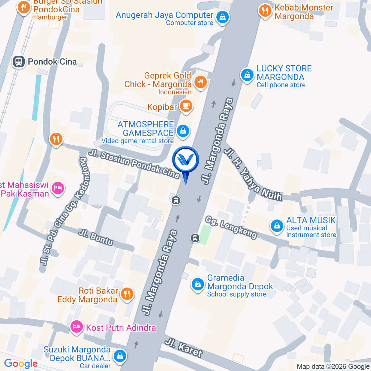 Peta Lokasi JL. Margonda Raya (Pocin), Depok