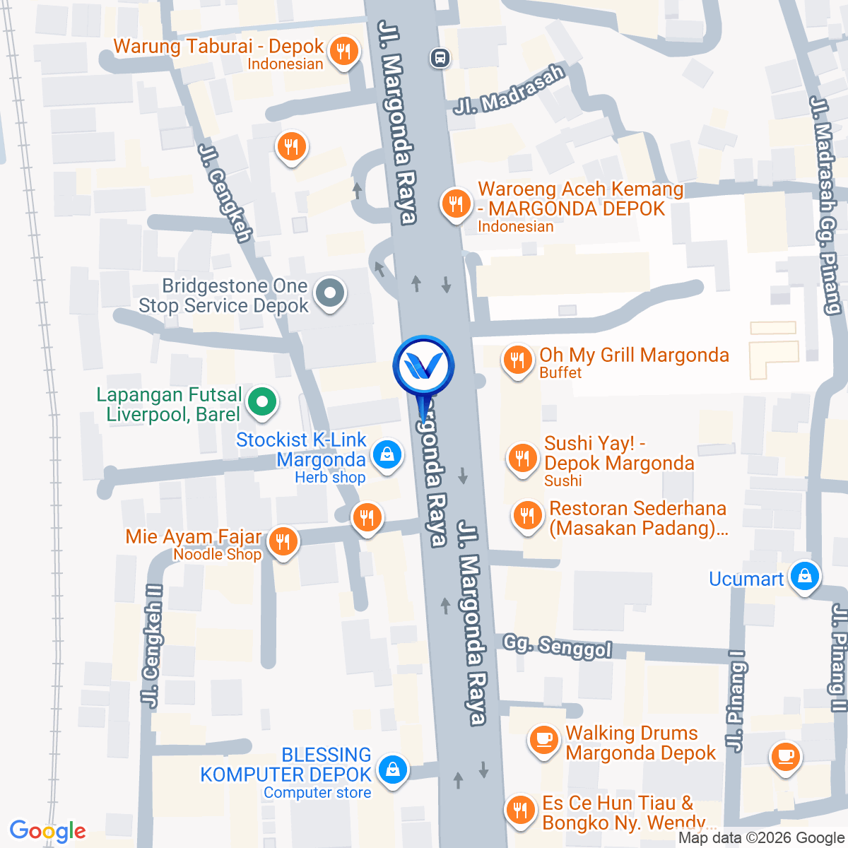 Peta Lokasi JL. Margonda Raya (Bank Jatim), Depok