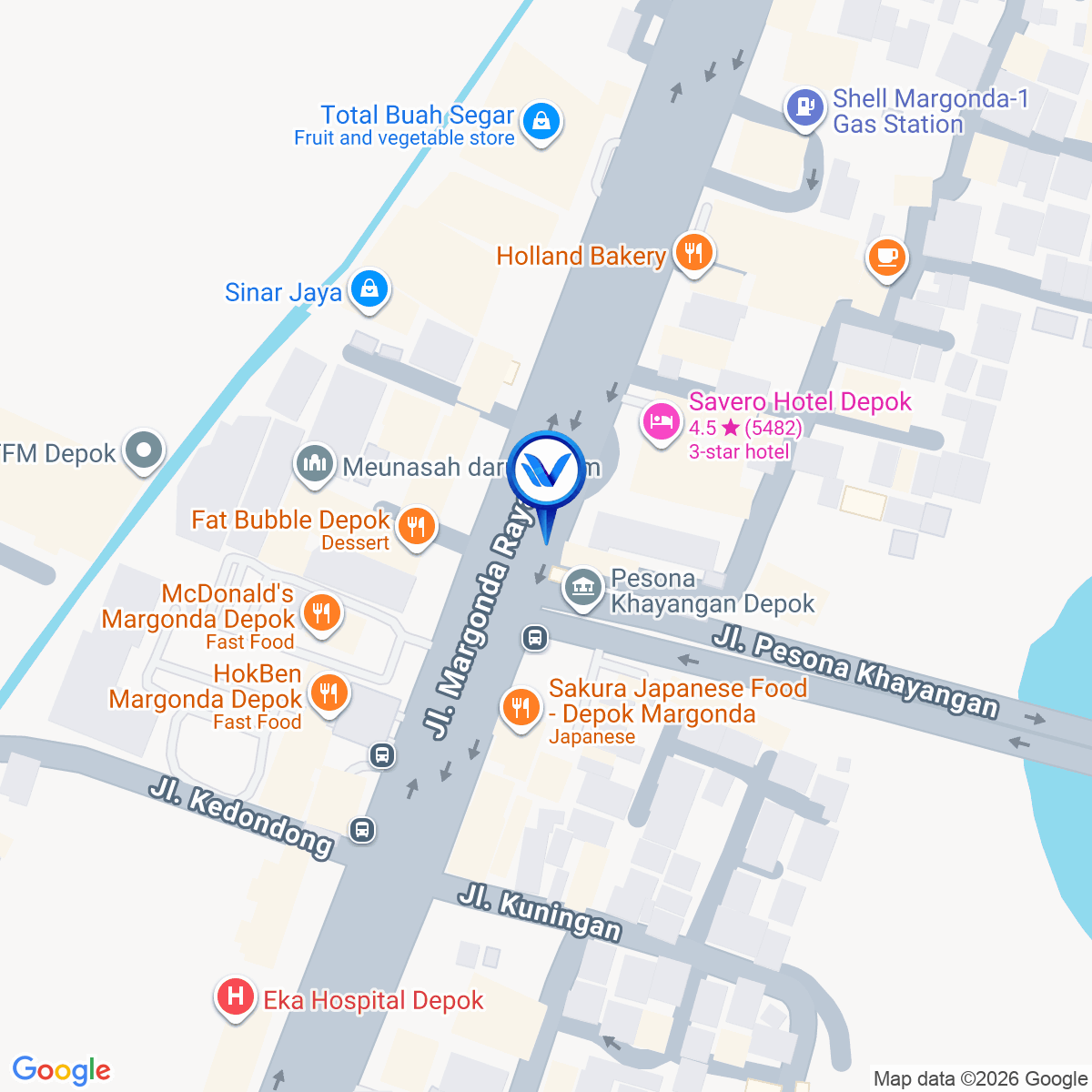 Peta Lokasi JL. Margonda Raya (Dekat Hotel Savero), Depok