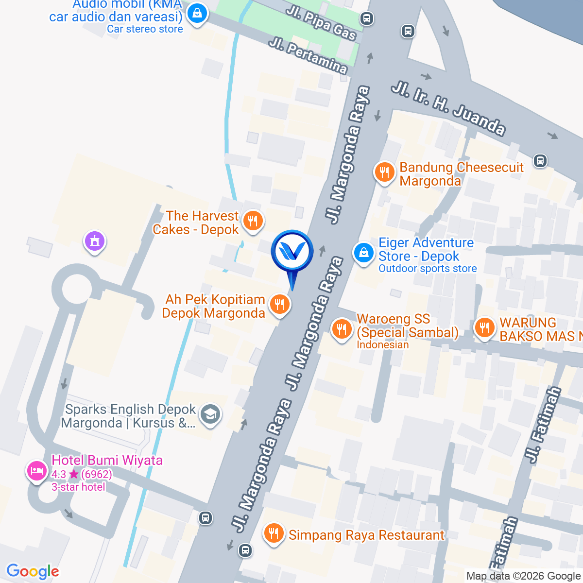Peta Lokasi JL. Margonda Raya (Dekat Donatello), Depok