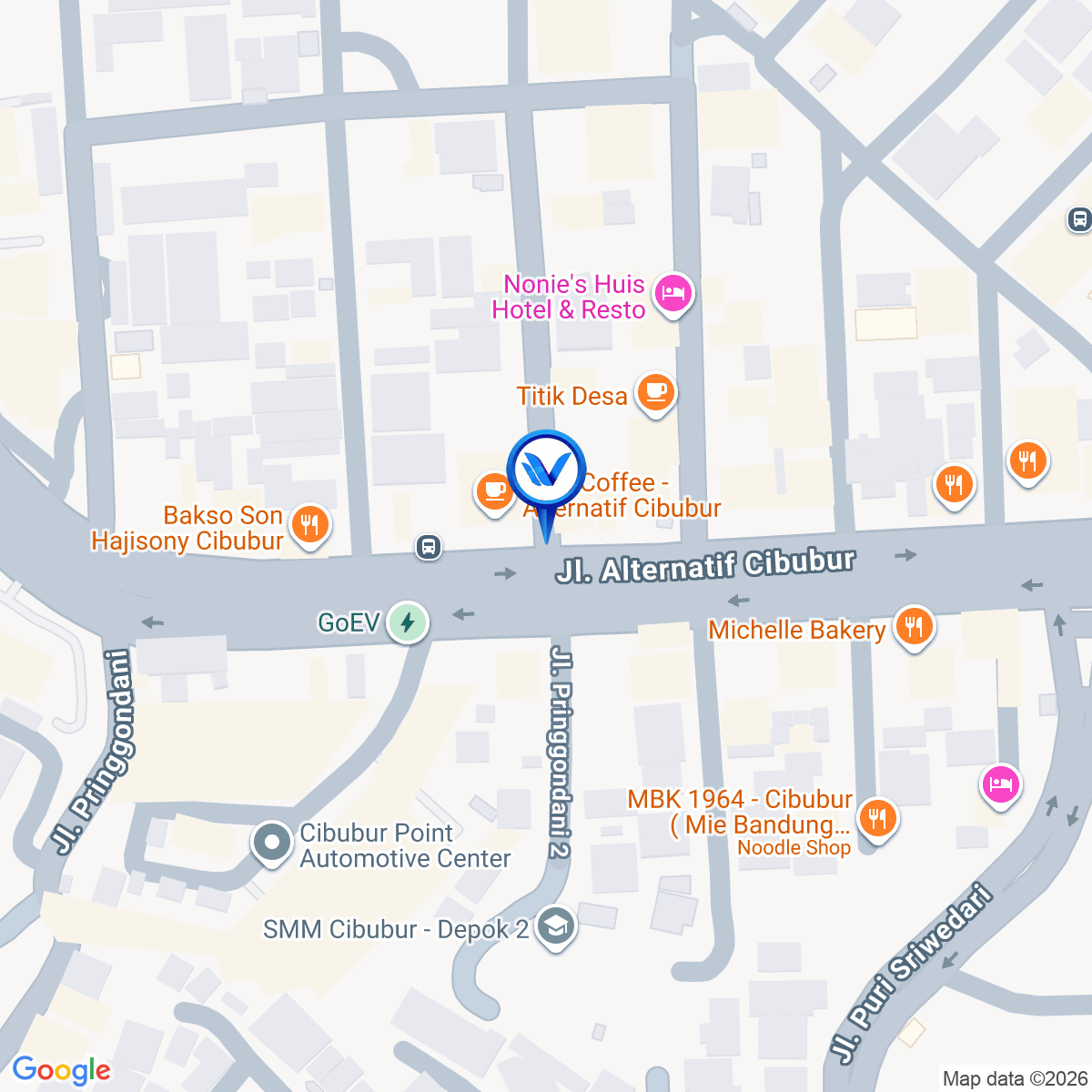 Peta Lokasi JL. Transyogi (Setelah Apotik Kawijaya Cibubur), Depok