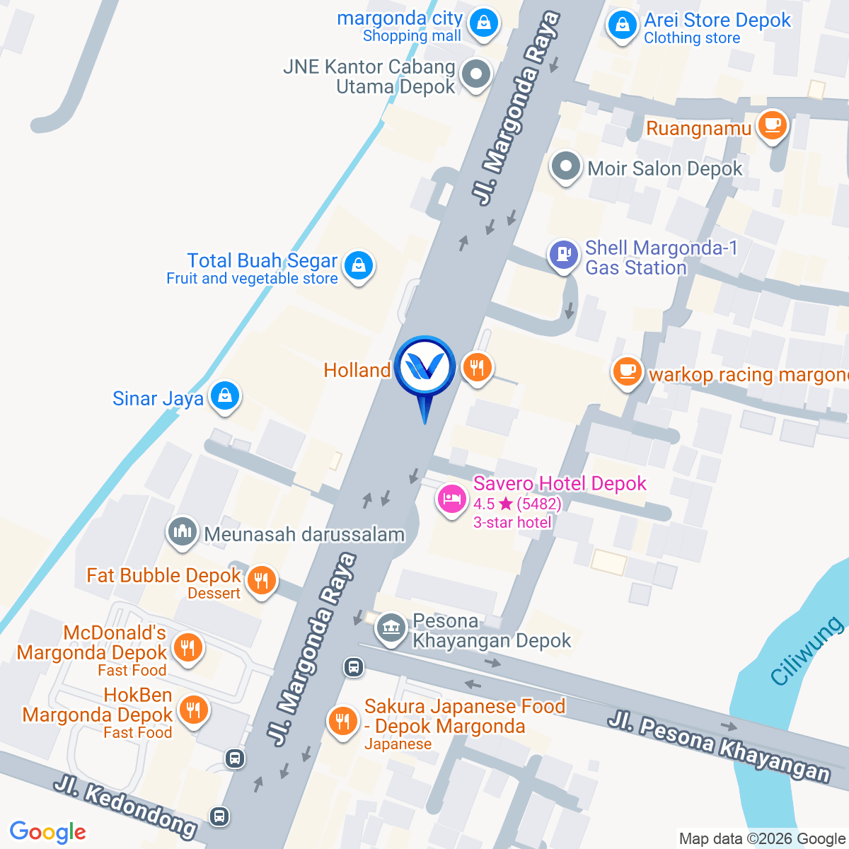 Peta Lokasi JL. Margonda Raya No.234 (Studio 58), Depok