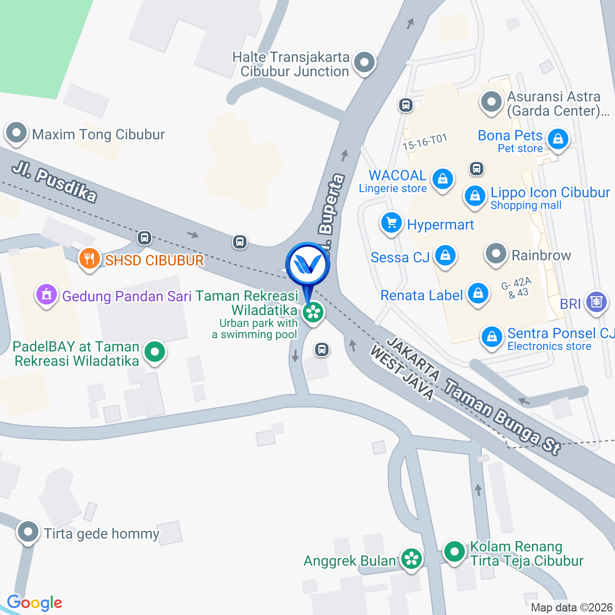 Peta Lokasi Jl. Raya Cibubur (Taman Wiladatika), Depok