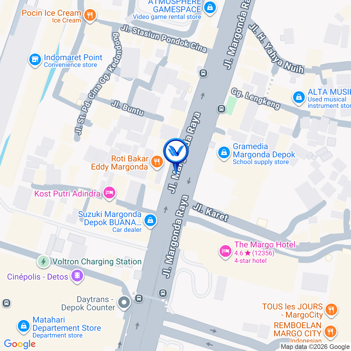 Peta Lokasi JL. Raya Margonda (Depan Roti Bakar Edi), Depok