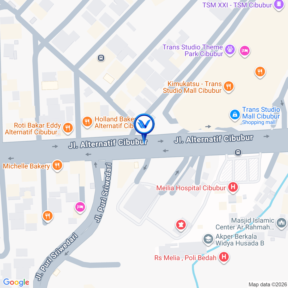 Peta Lokasi JL. Transyogi (sebelum TSM Cibubur), Depok
