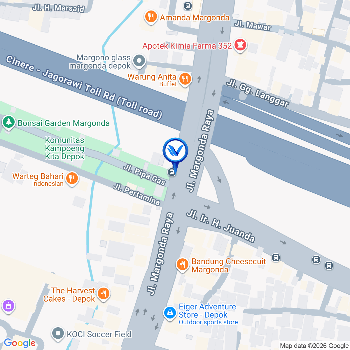 Peta Lokasi JL. Margonda Raya (Pertigaan Juanda), Depok
