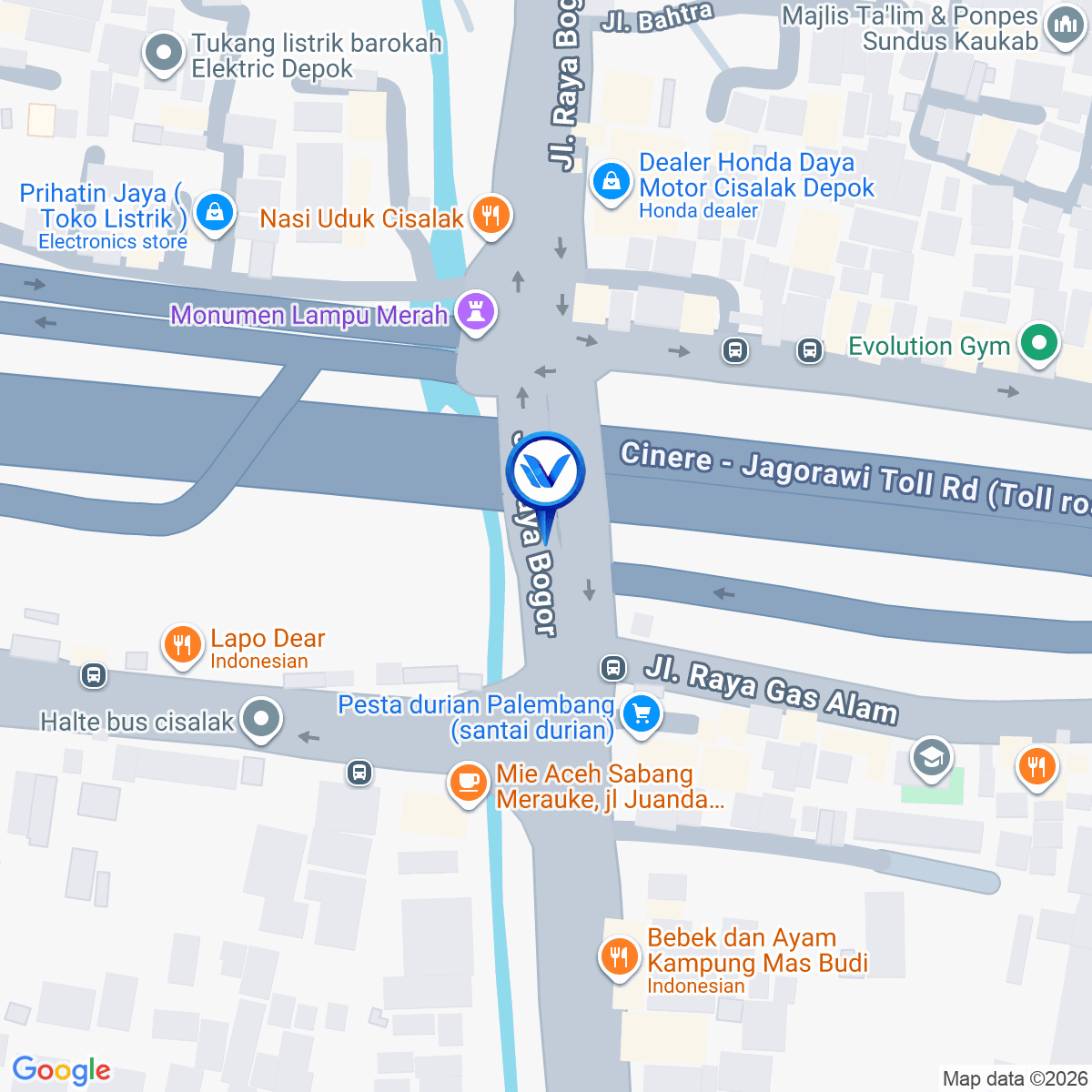 Peta Lokasi JL. Raya Bogor (Exit Tol Cisalak), Depok
