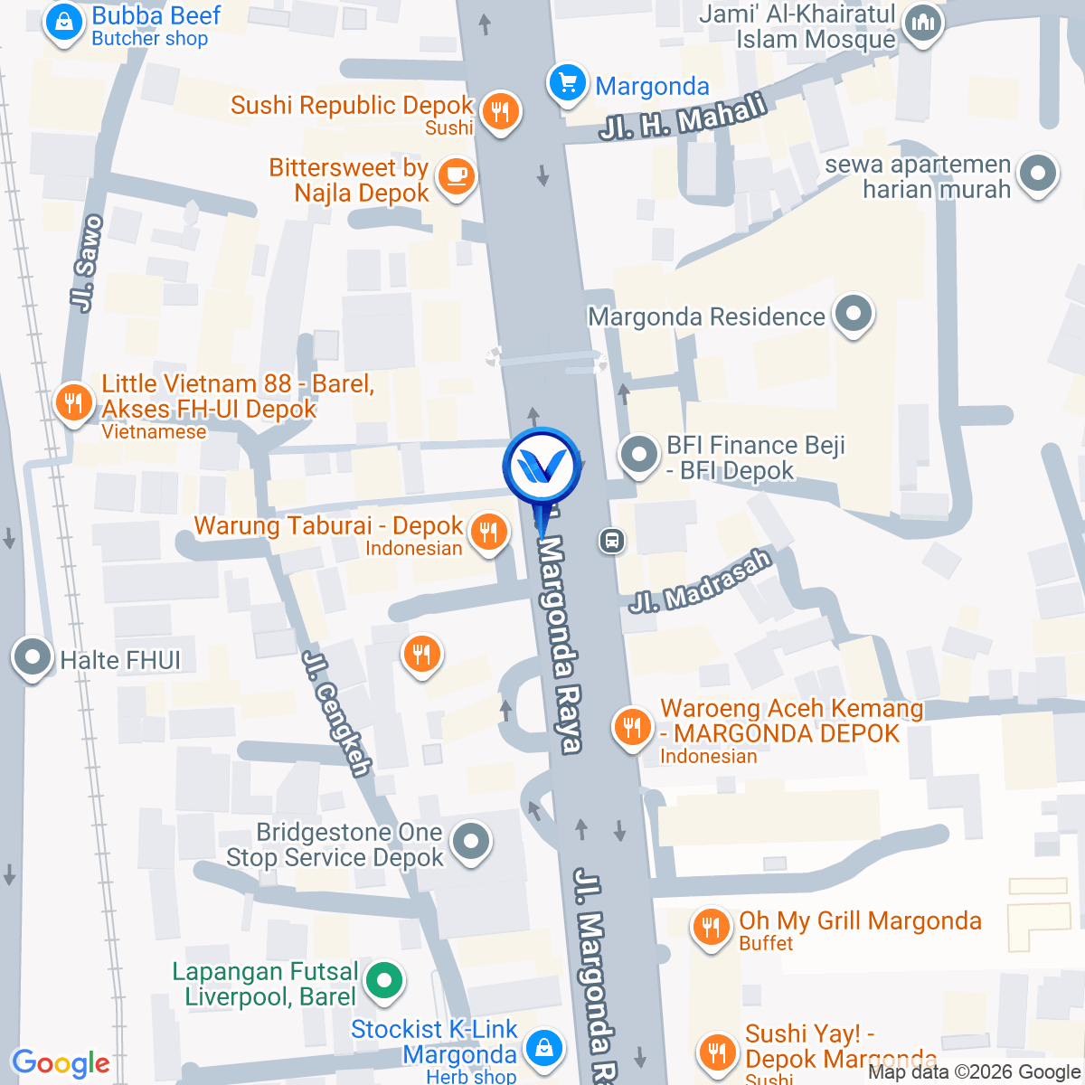 Peta Lokasi JL. Margonda Raya Depan Surabi Bandung, Depok