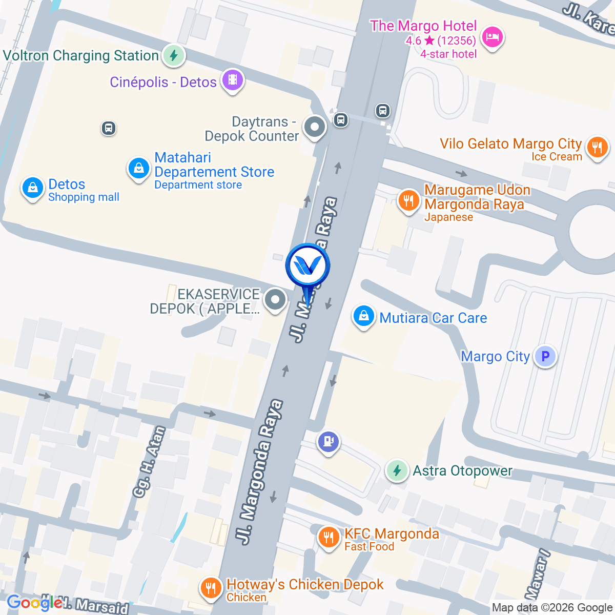 Peta Lokasi Jl. Margonda Raya (Detos), Depok