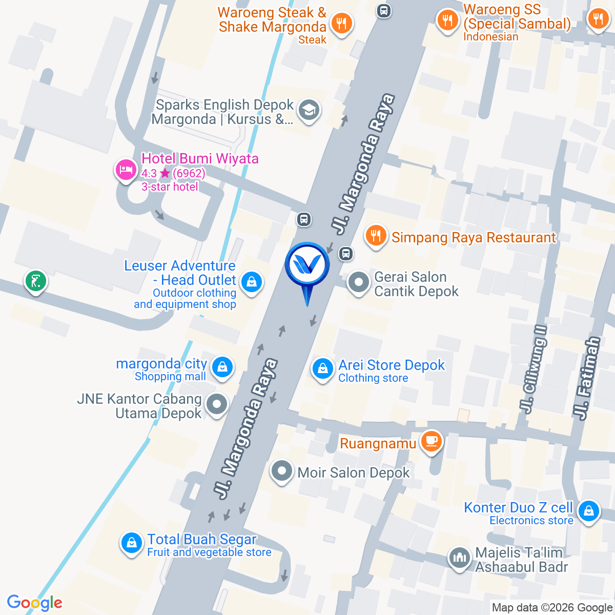 Peta Lokasi Jl. Margonda Raya (Depan Arei), Depok