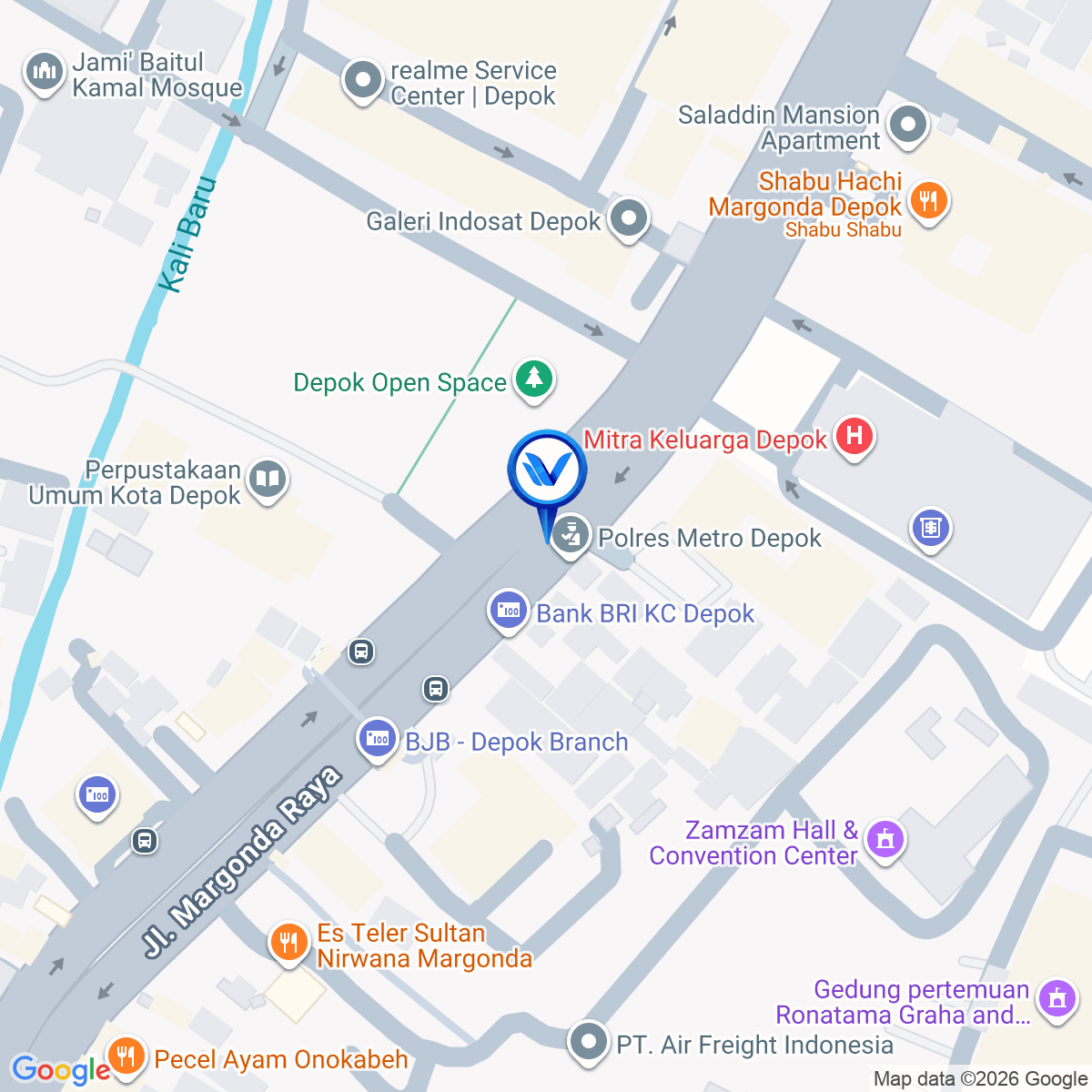 Peta Lokasi Jl. Margonda Raya (Polres Metro Depok), Depok