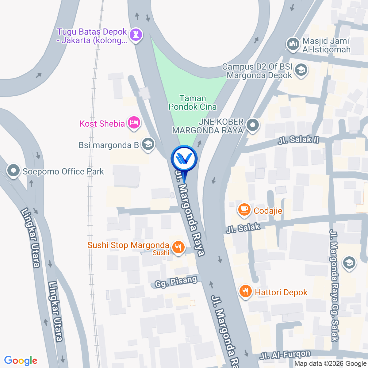 Peta Lokasi JL. Margonda Raya (Taman Garuda Salak Batas Kota Jakarta), Depok