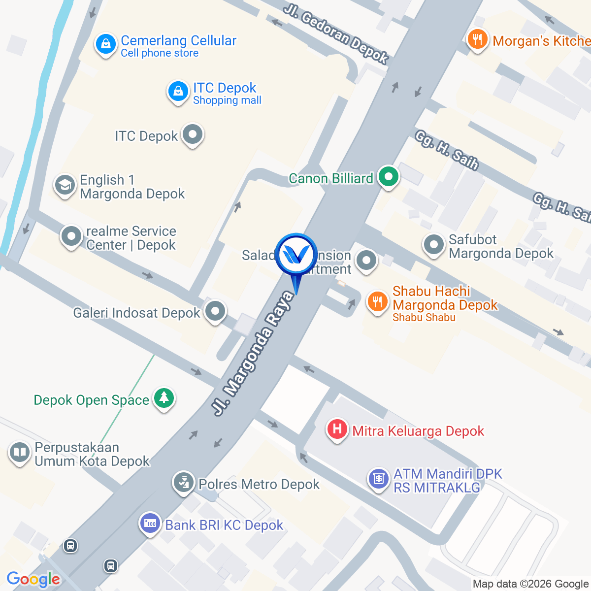 Peta Lokasi JL. Raya Margonda, Depok