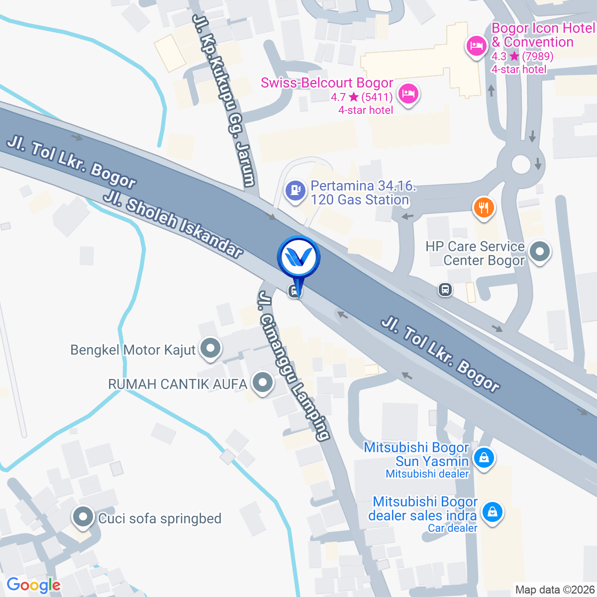 Peta Lokasi JL. Soleh Iskandar (Exit Tol Borr Yasmin), Bogor