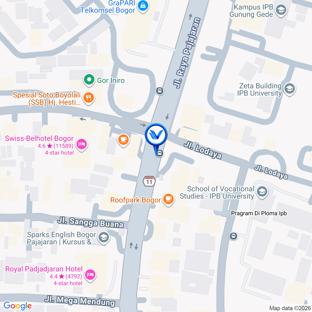 Peta Lokasi JL. Pajajaran (Seberang Kopi Tugoh), Bogor