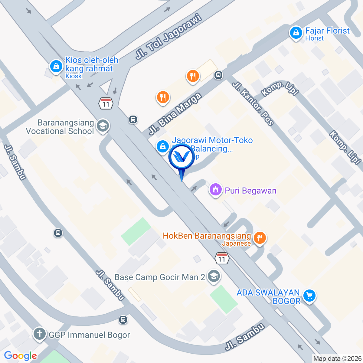 Peta Lokasi JL. Pajajaran (Depan Carls JR), Bogor