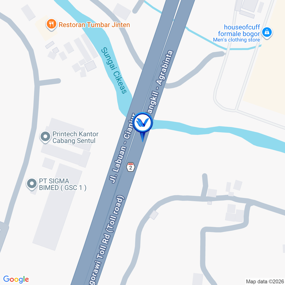 Peta Lokasi ToL Jagorawi KM 37+200, Bogor