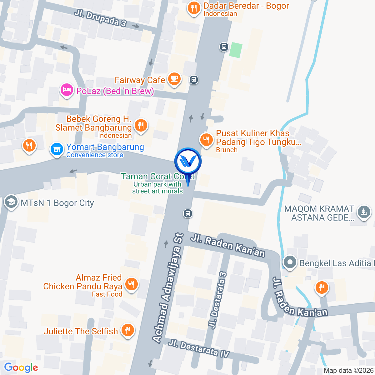 Peta Lokasi JL. Panduraya (Seberang Taman Corat - coret), Bogor