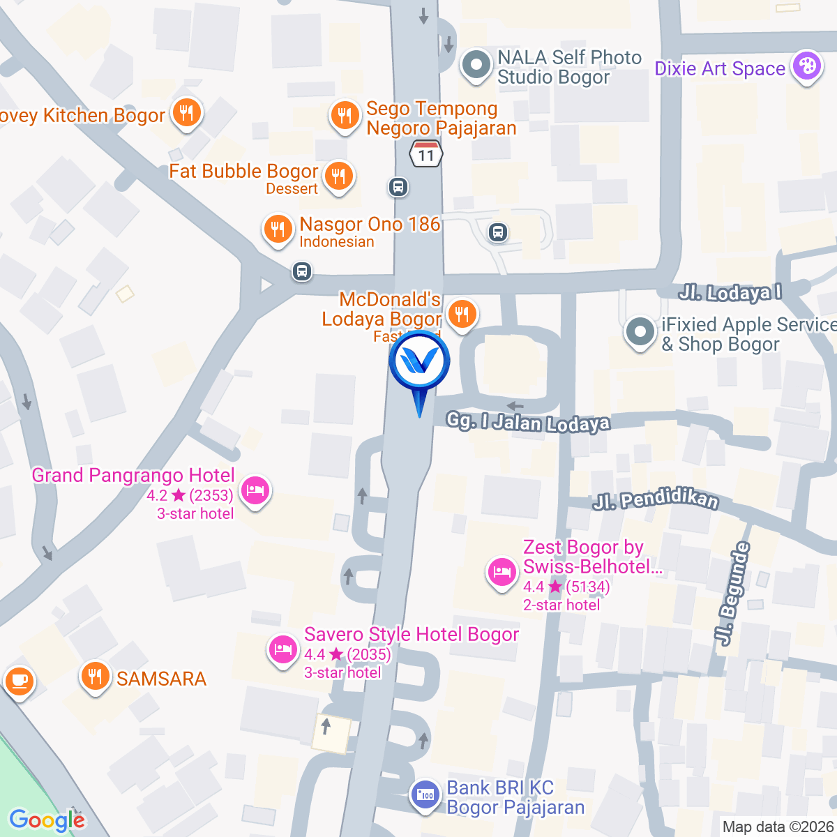 Peta Lokasi JL. Raya Padjajaran (Depan McDonald), Bogor