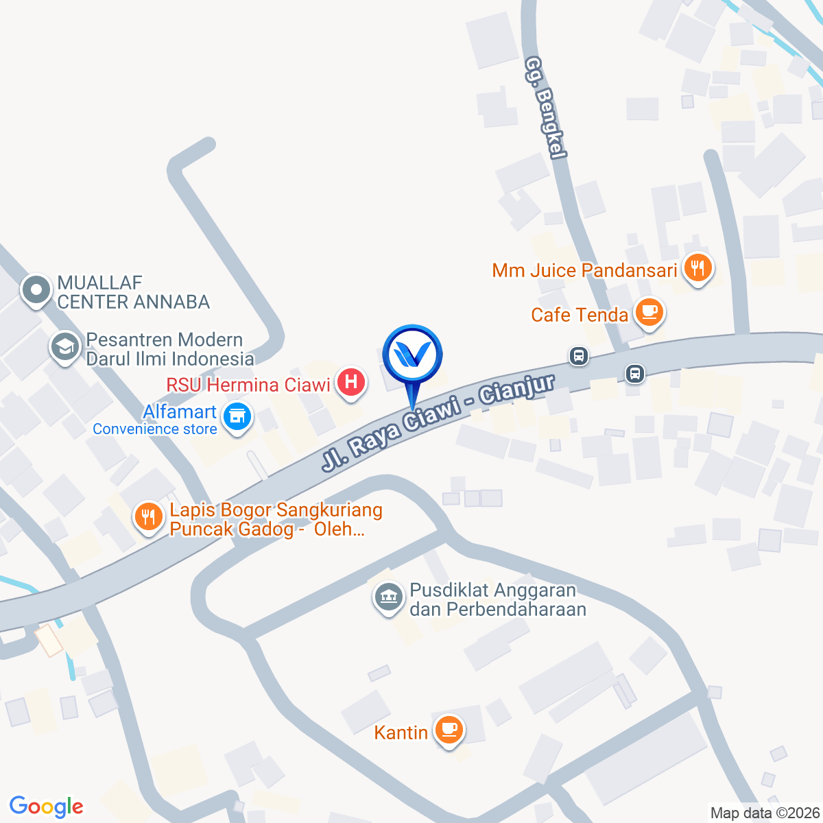 Peta Lokasi Jl. Raya Puncak (Pusdiklat Anggaran Kemenkeu), Bogor