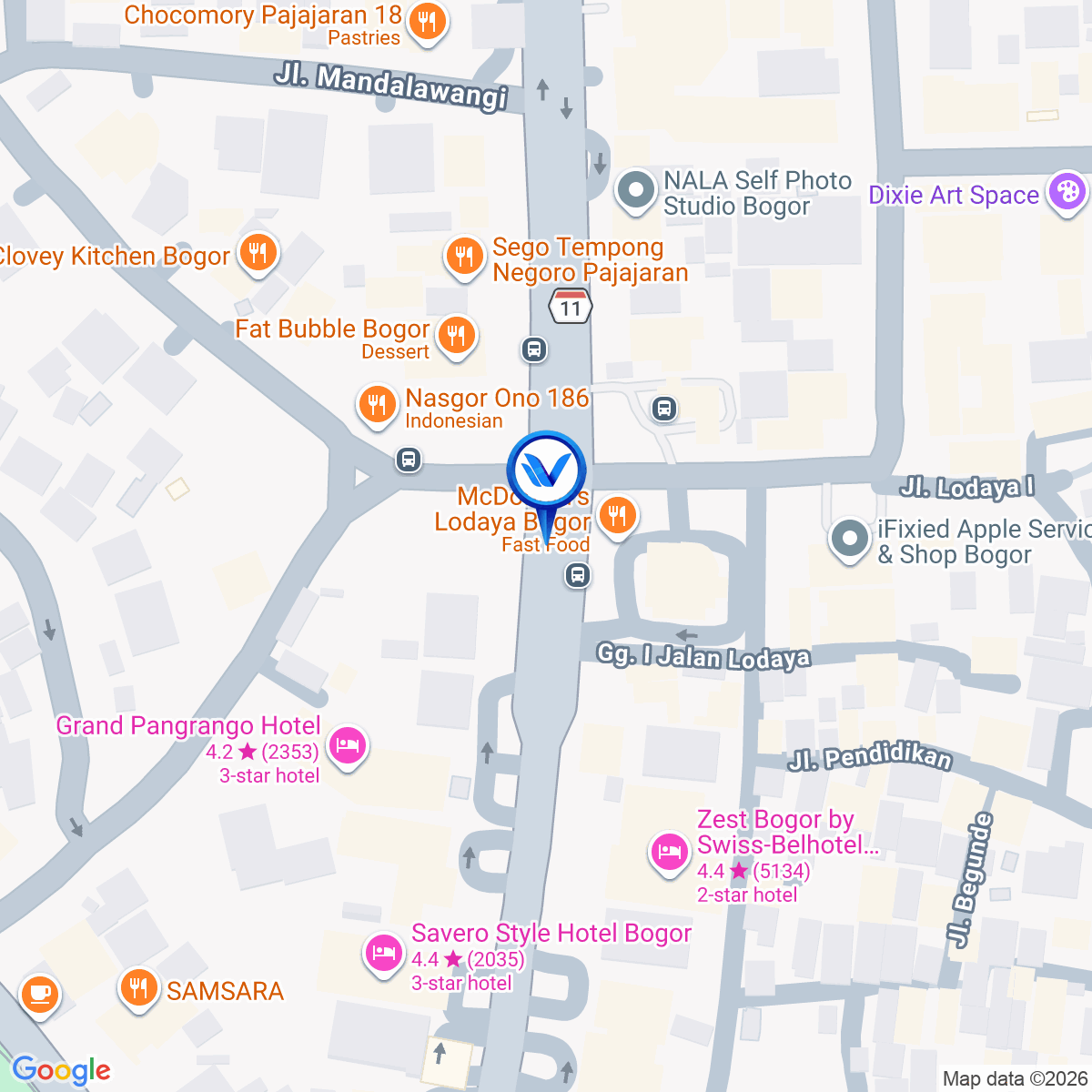 Peta Lokasi JL. Raya Padjajaran (Depan Mc Donald), Bogor