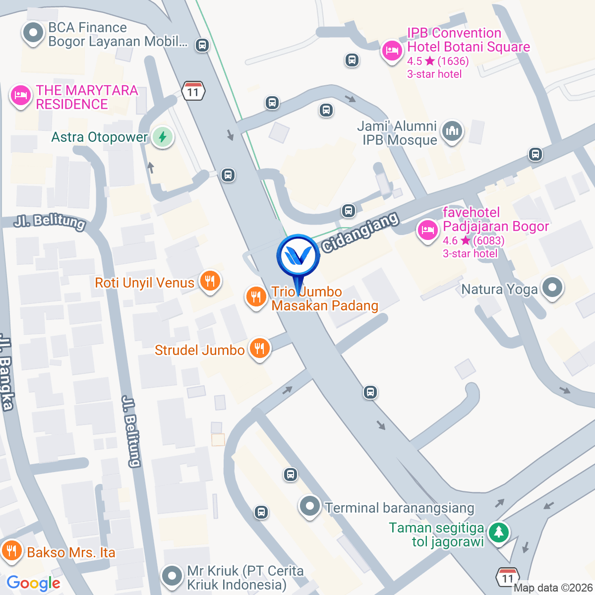 Peta Lokasi JL. Pajajaran (dekat Mall Botani Square), Bogor
