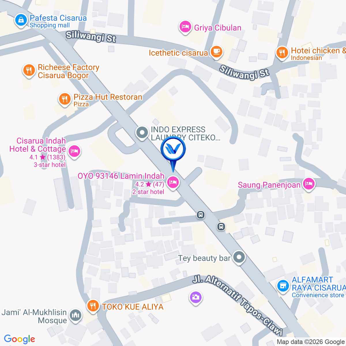 Peta Lokasi JL. Raya Puncak Setelah Pasar Cisarua, Bogor