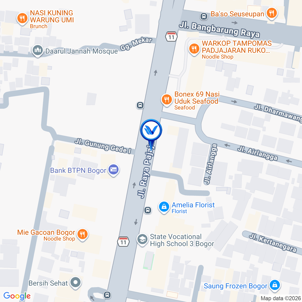 Peta Lokasi JL. Raya Padjajaran (SDN Gunung Gede), Bogor