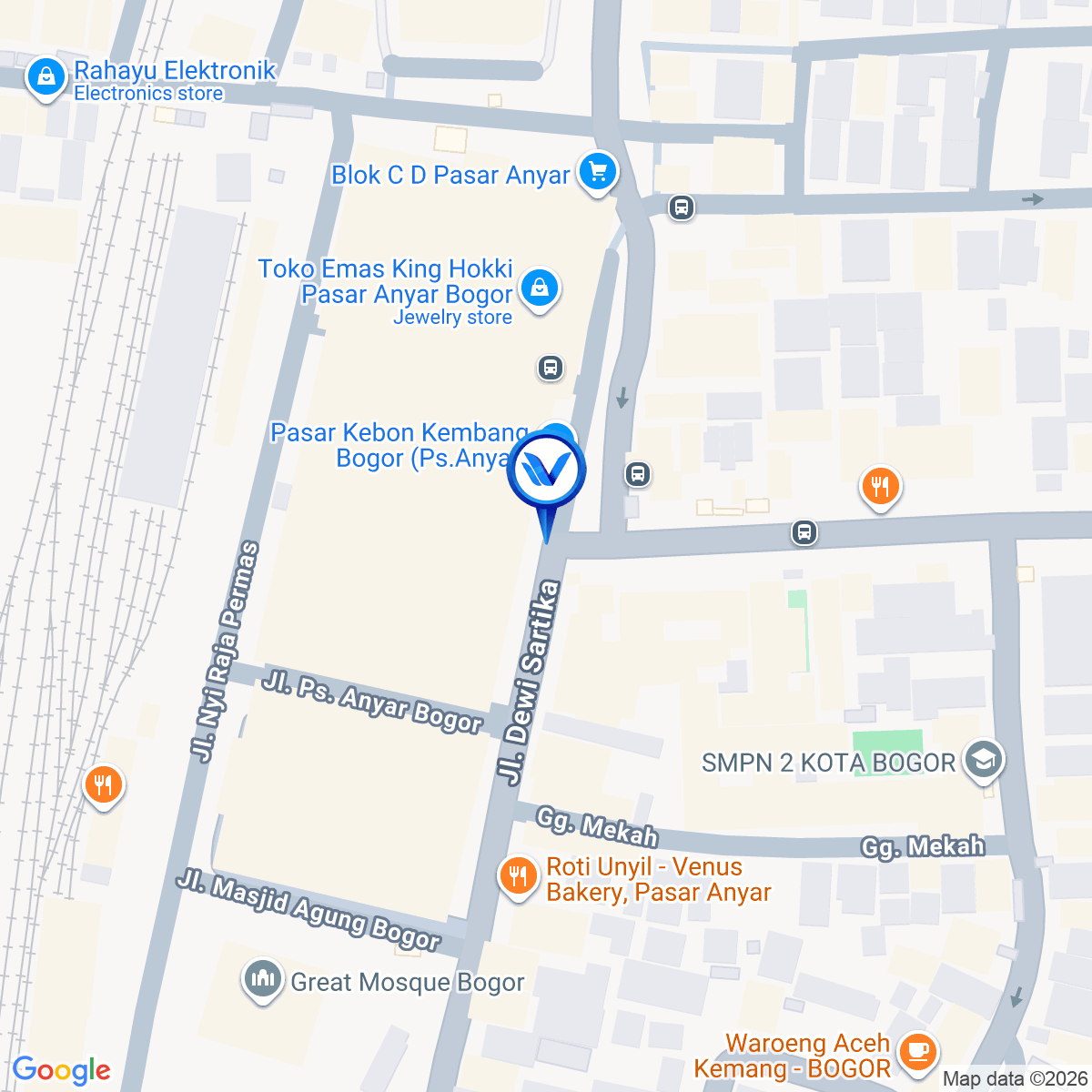 Peta Lokasi Jl. Dewi Sartika (Pasar Anyar), Bogor