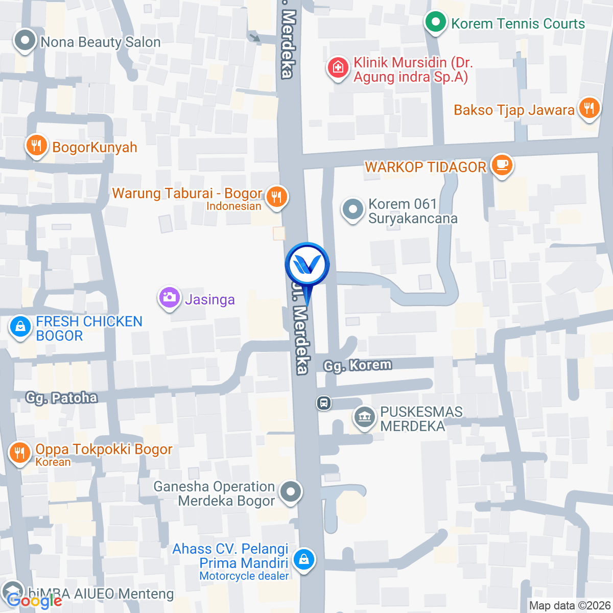 Peta Lokasi JL. Merdeka (Depan Makorem Surya Kencana 061), Bogor