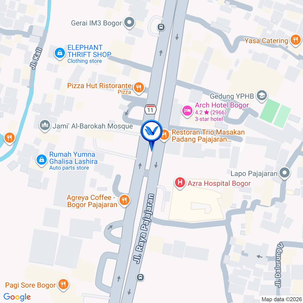 Peta Lokasi JL. Pajajaran (Dkt RS Azra),Bogor