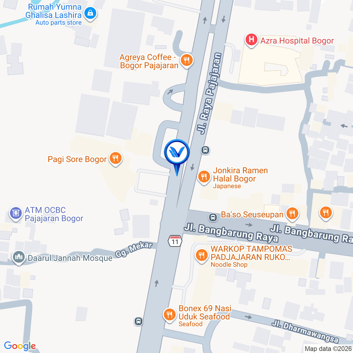 Peta Lokasi JL. Pajajaran (Depan RM Pagi Sore), Bogor