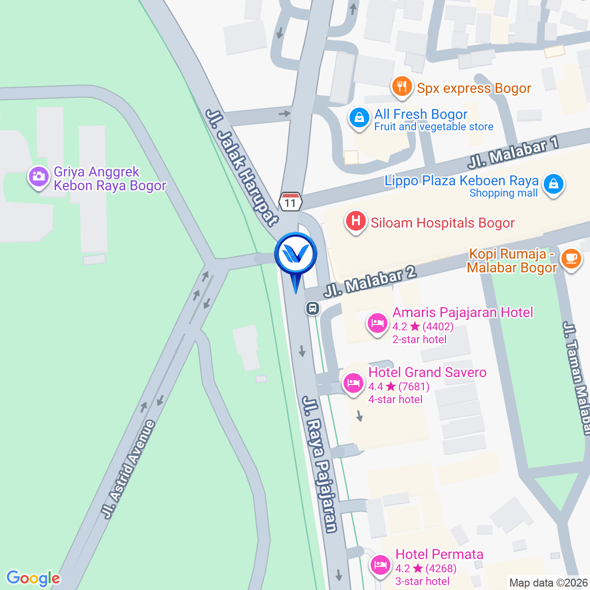 Peta Lokasi JL. Padjajaran (Depan Lippo Plaza), Bogor