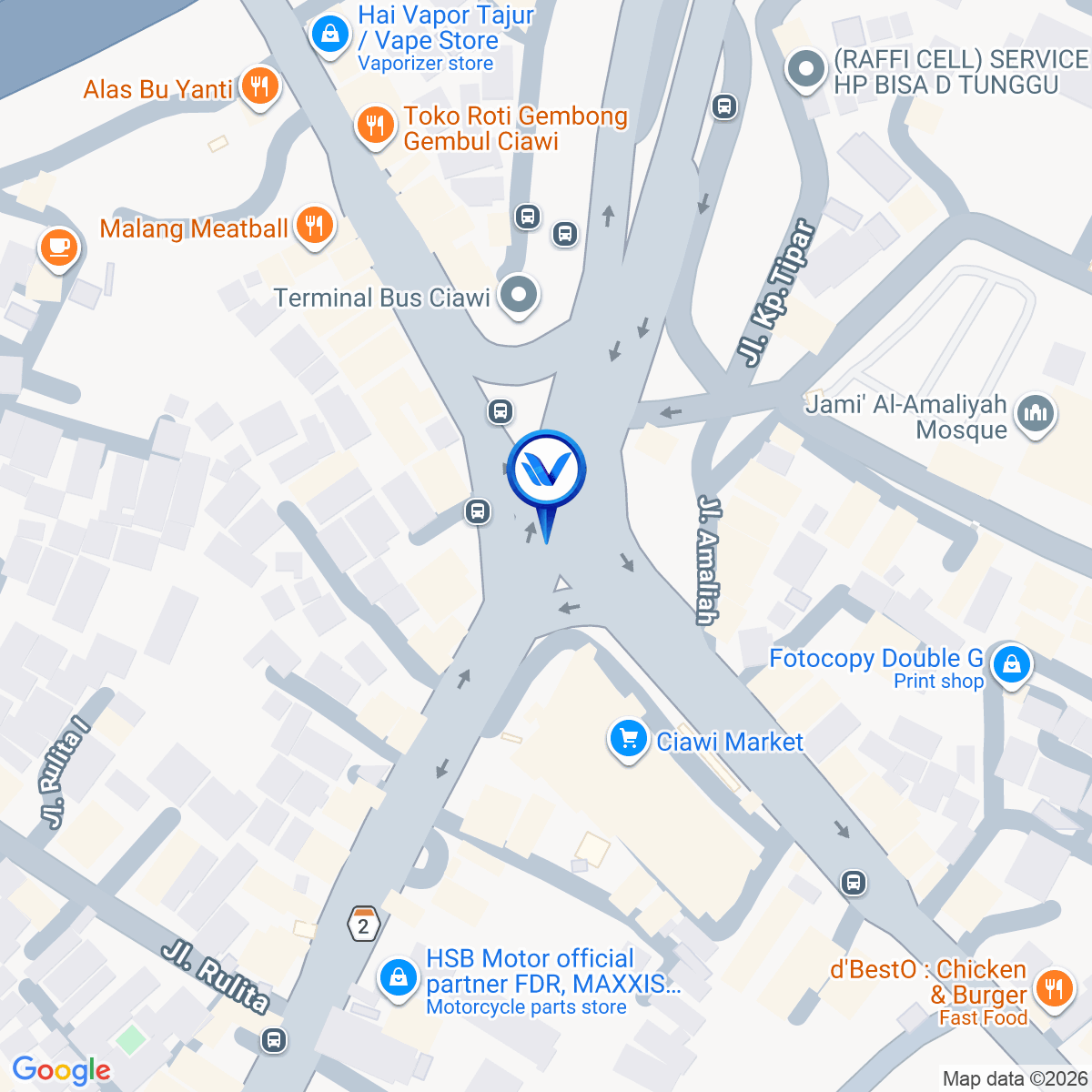 Peta Lokasi Jl. Raya Sukabumi (Depan Pasar Ciawi), Bogor