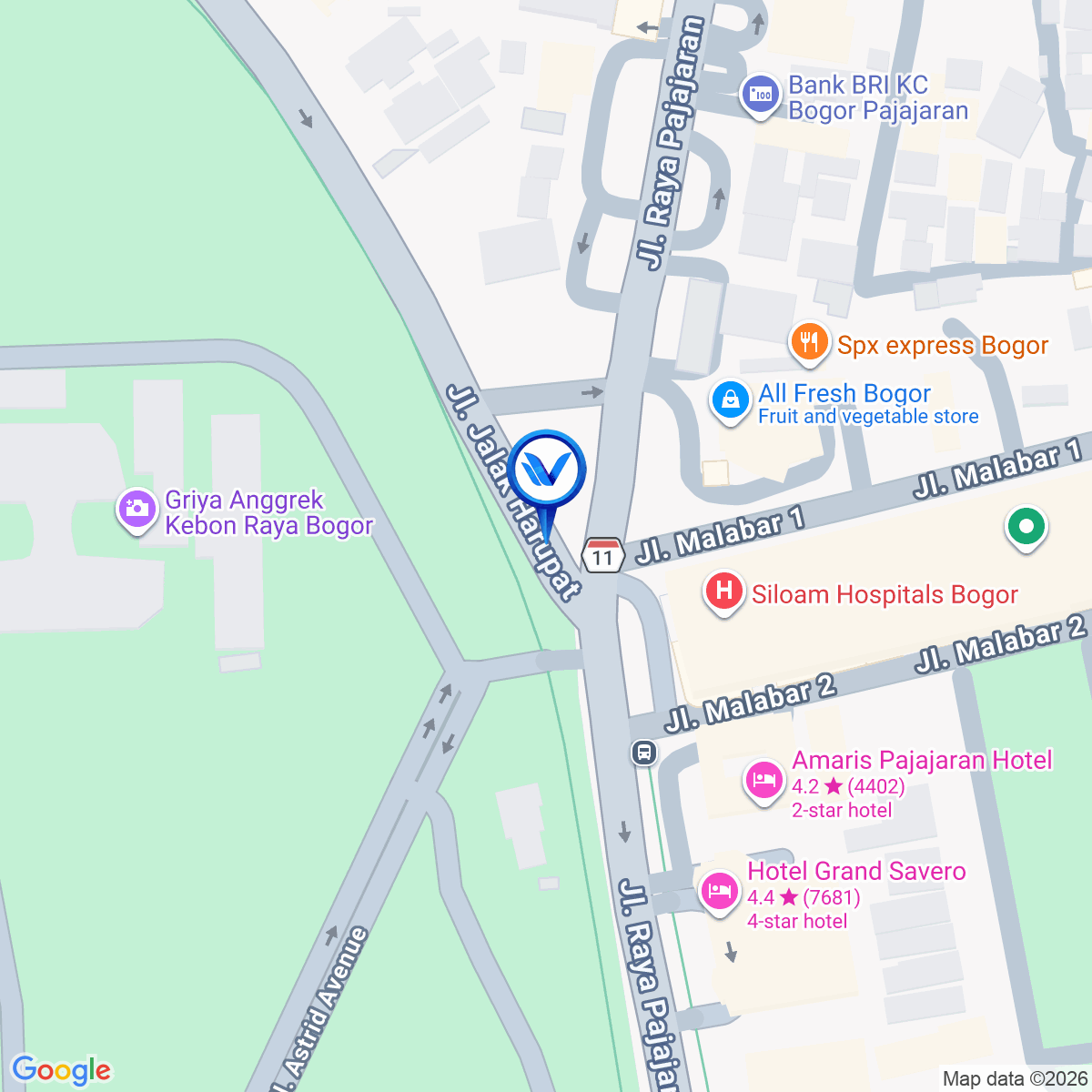Peta Lokasi JL. Padjajaran (Taman Pangrango) seberang Lippo Plaza Keboen Raya, Bogor