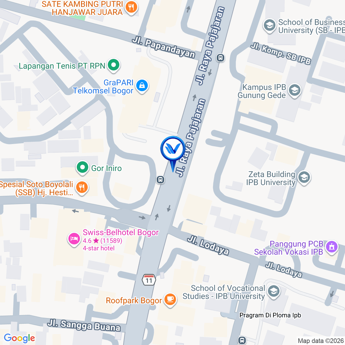 Peta Lokasi JL. Raya Pajajaran Depan Kantor Telkom, Bogor