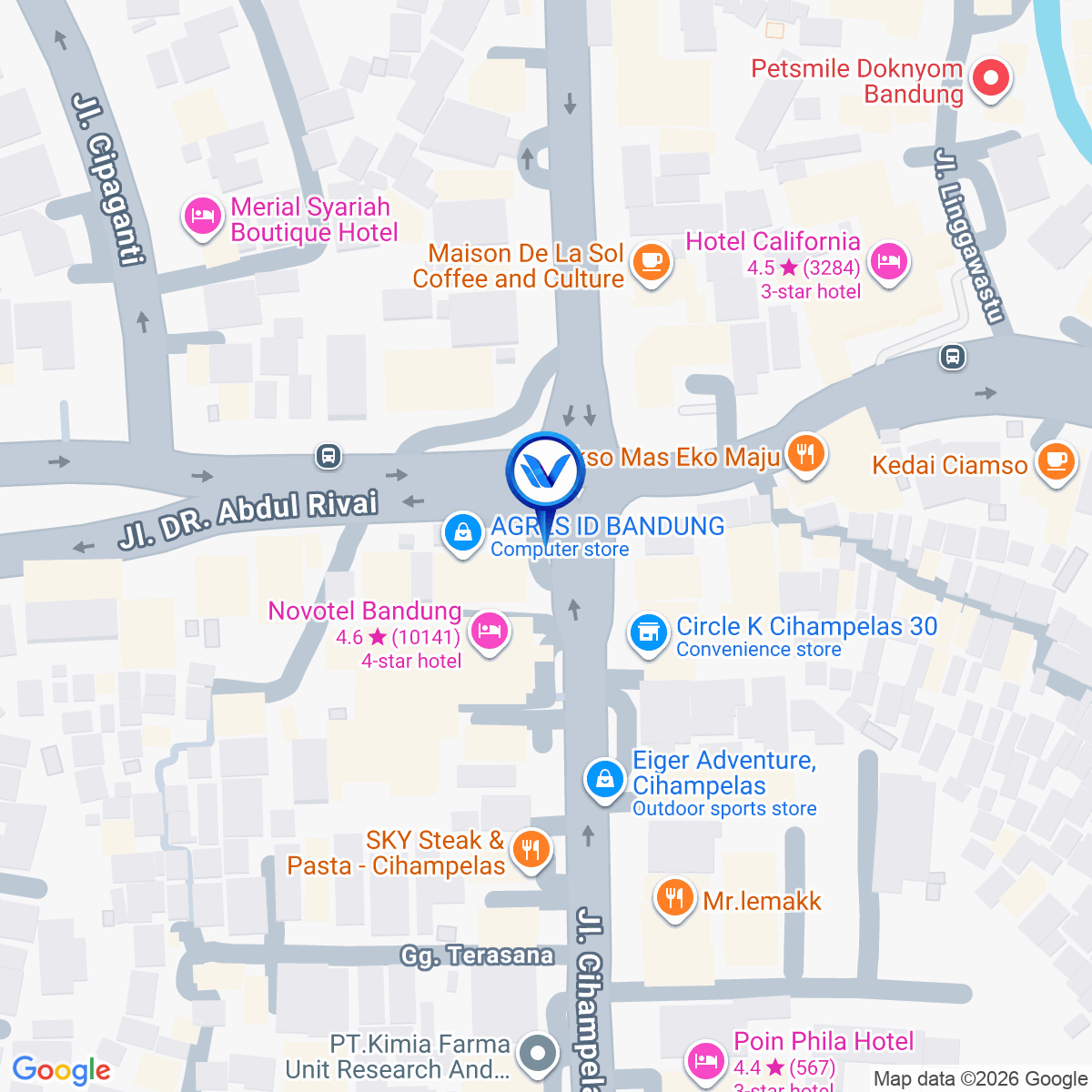 Peta Lokasi JL. Cihampelas Abd. Rivai, Bandung