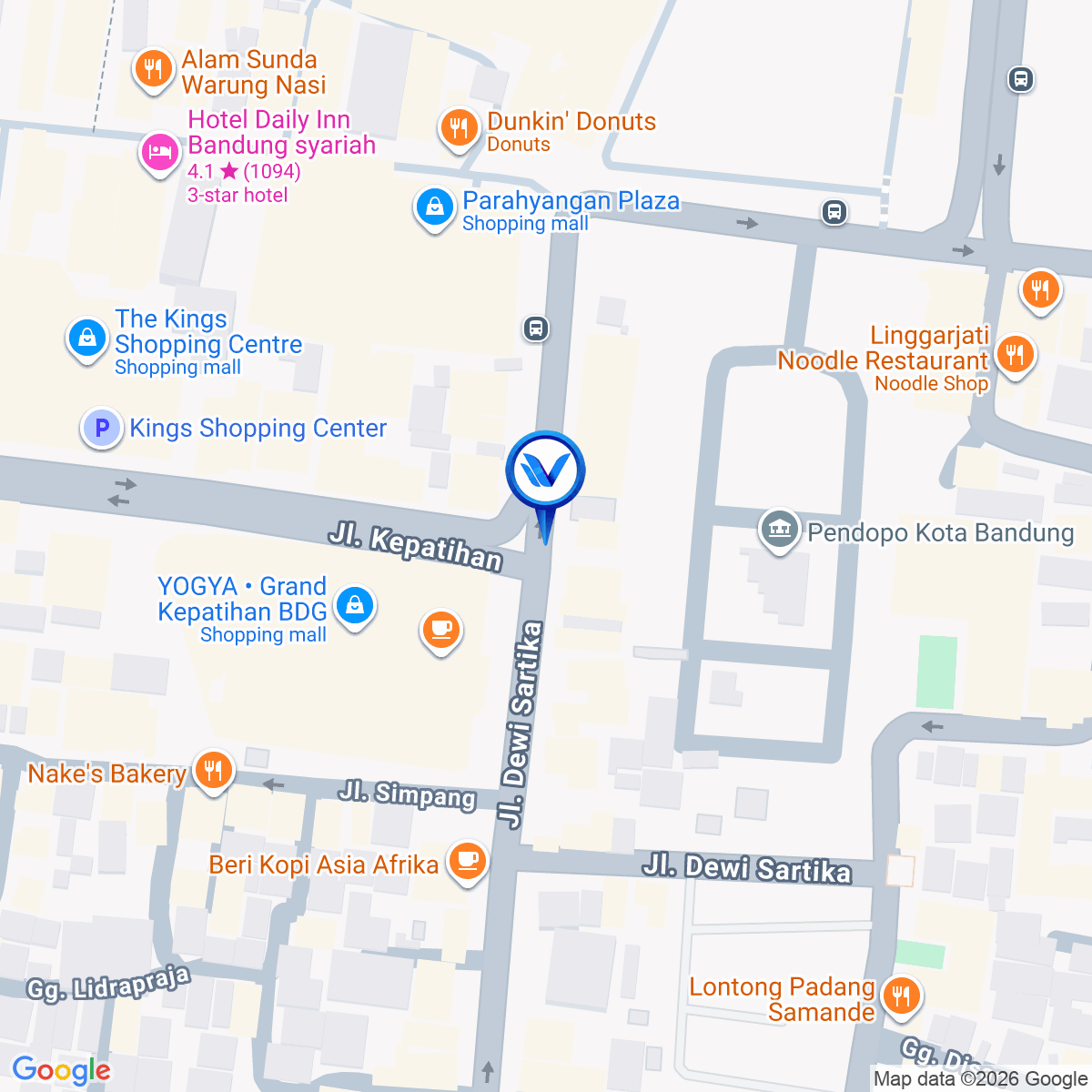 Peta Lokasi JL. Dewi Sartika, Bandung