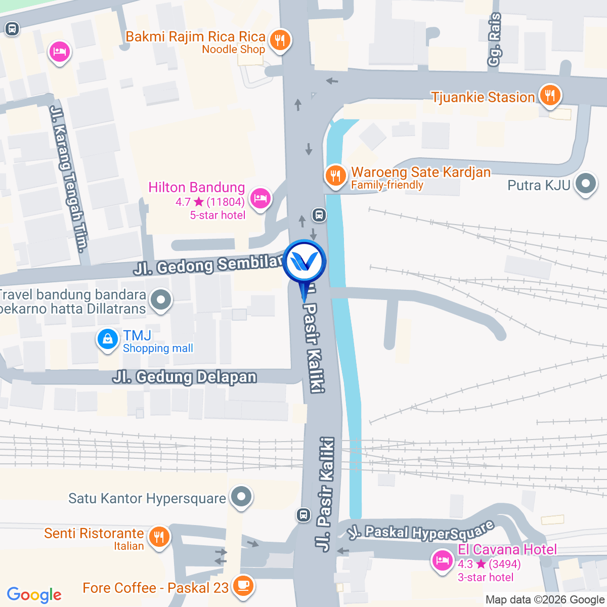 Peta Lokasi JL. Pasirkaliki (Depan Hotel Hilton), Bandung