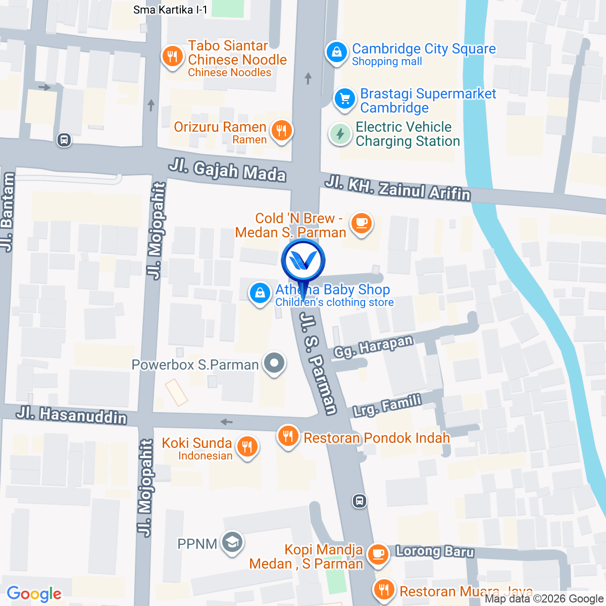 Peta Lokasi JL. S Parman, Medan