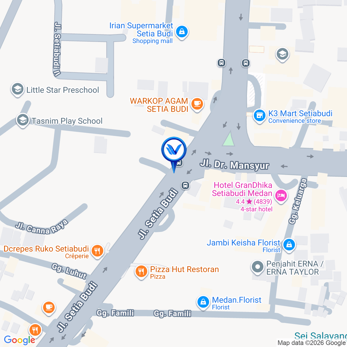 Peta Lokasi JL. Setiabudi sp Dr Mansyur, Medan