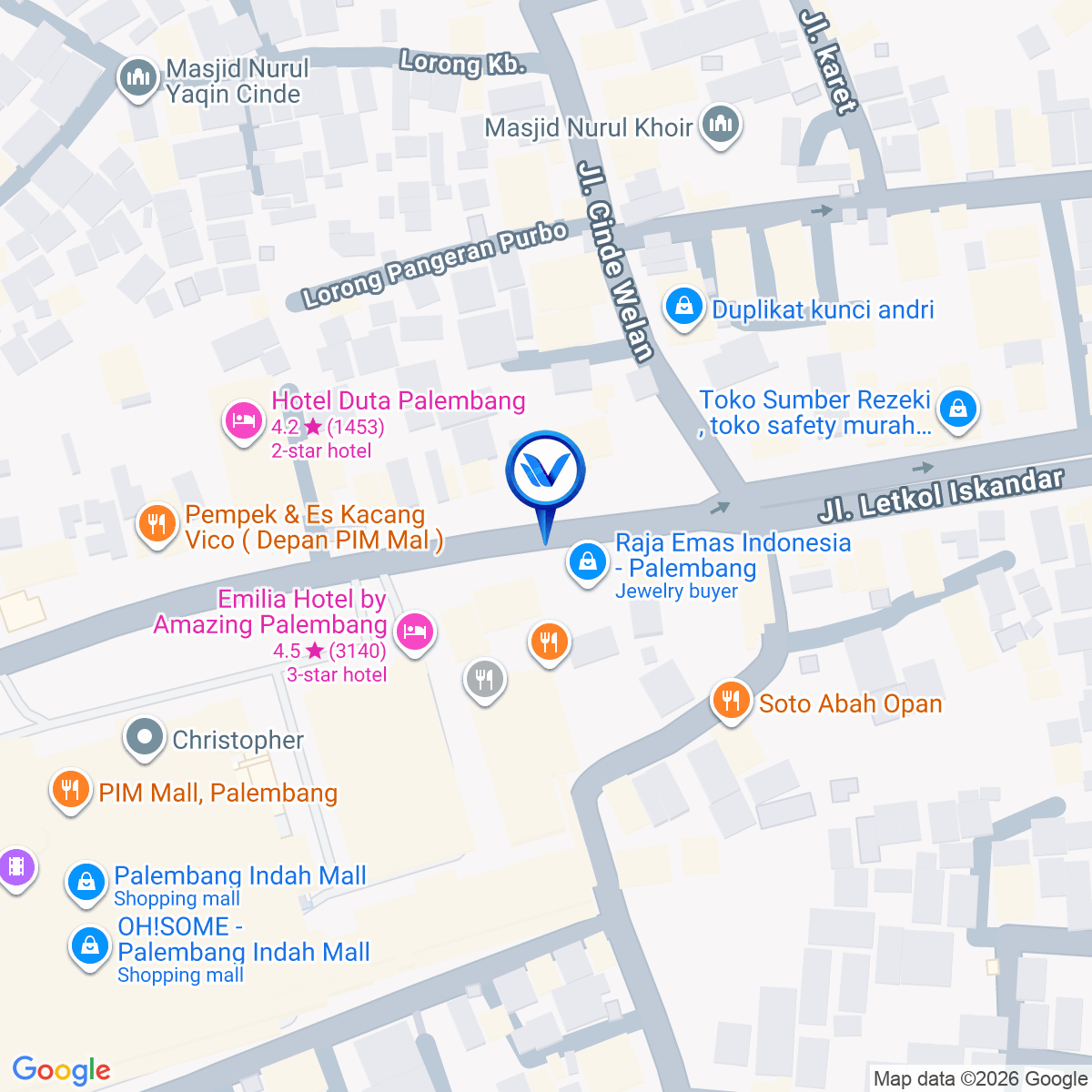 Peta Lokasi JL. Letkol Iskandar, Palembang