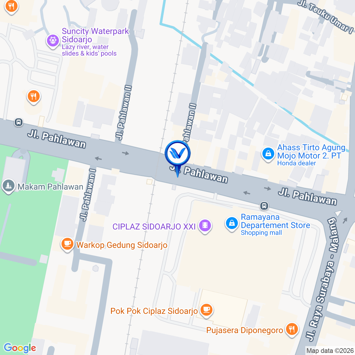Peta Lokasi JL. Pahlawan - Mall Ramayana, Sidoarjo