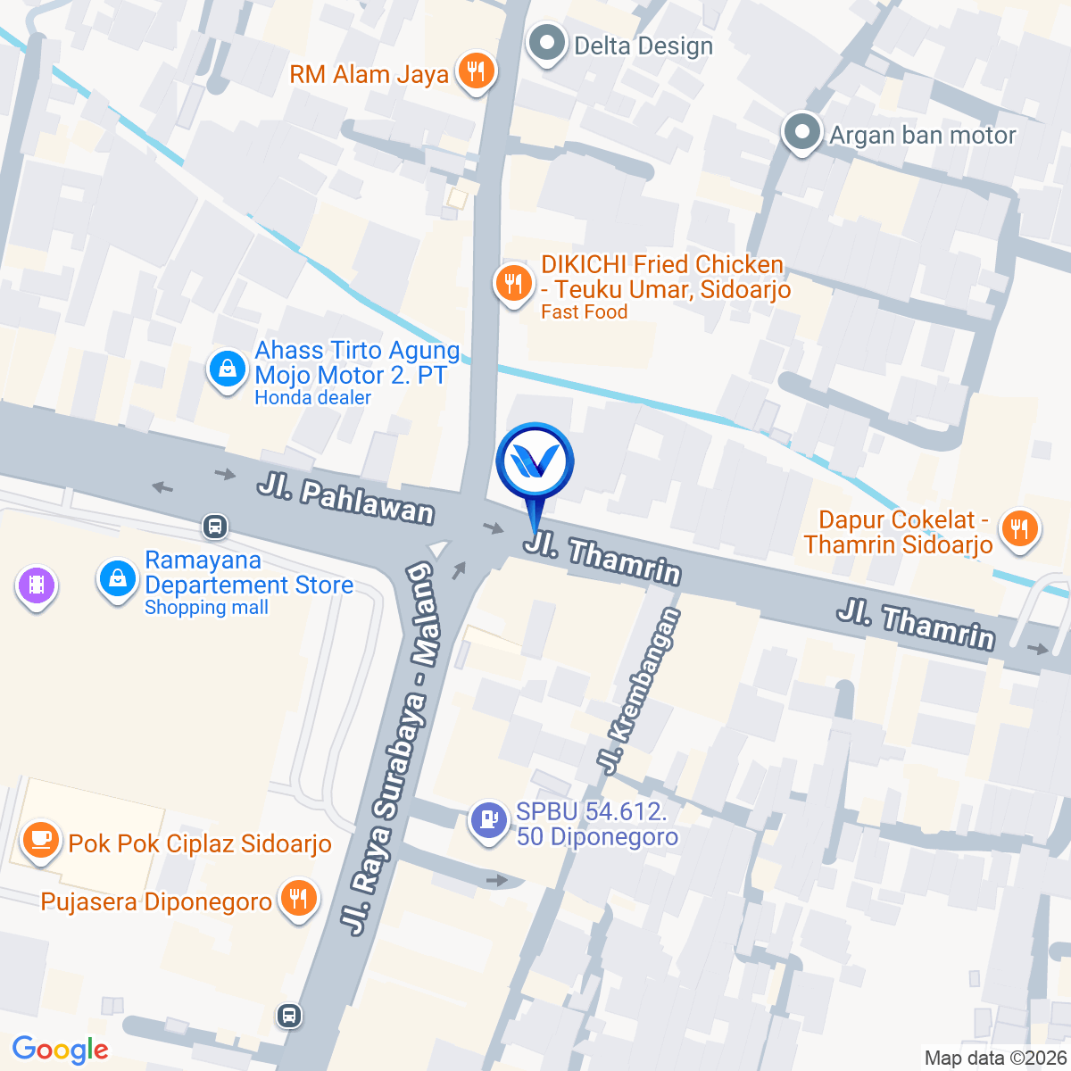 Peta Lokasi JL. Thamrin, Sidoarjo